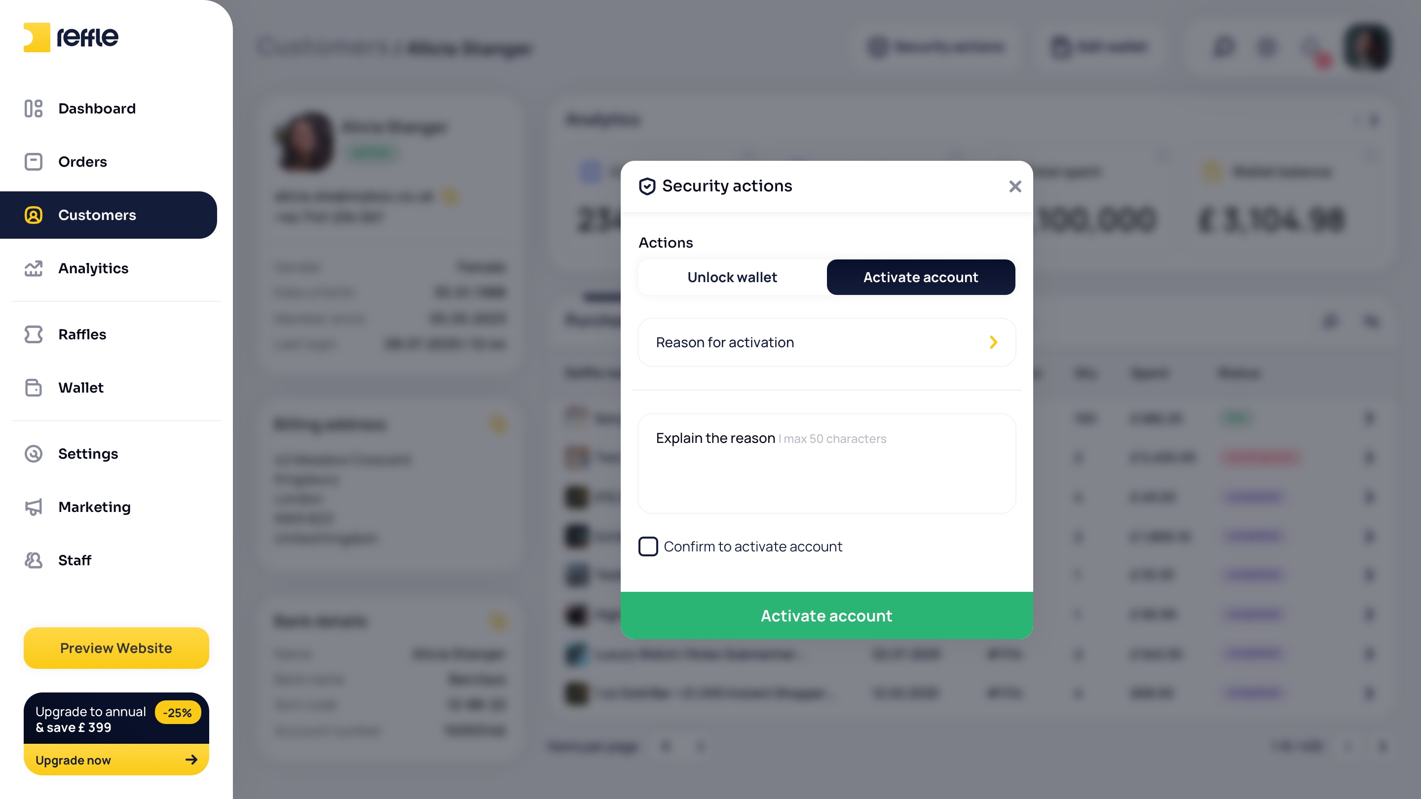 Customers screen 21